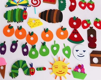 Juego de cuentos de fieltro de la Oruga Hambrienta, juguete sensorial para atar