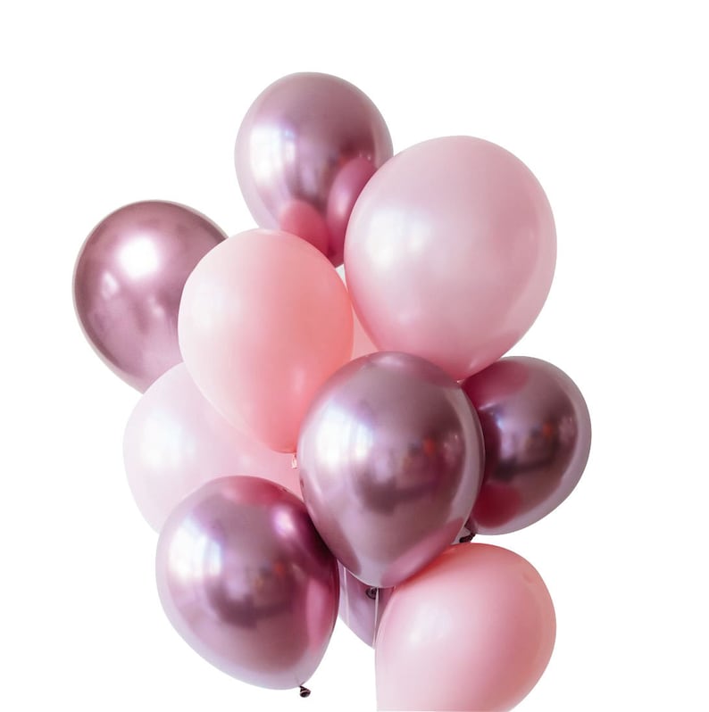 PRINCESS BALLOONS-Pink Balloons Bouquet Pink Muave Chrome Balloons Girls Party Balloons Girls Baby Shower Balloon Mix Pink Balloons