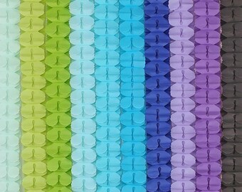 Rainbow 3D Four Leaf Tissue Flower Hanging Streamers Party Decor Backdrop Blue Yellow Green Purple Red Orange