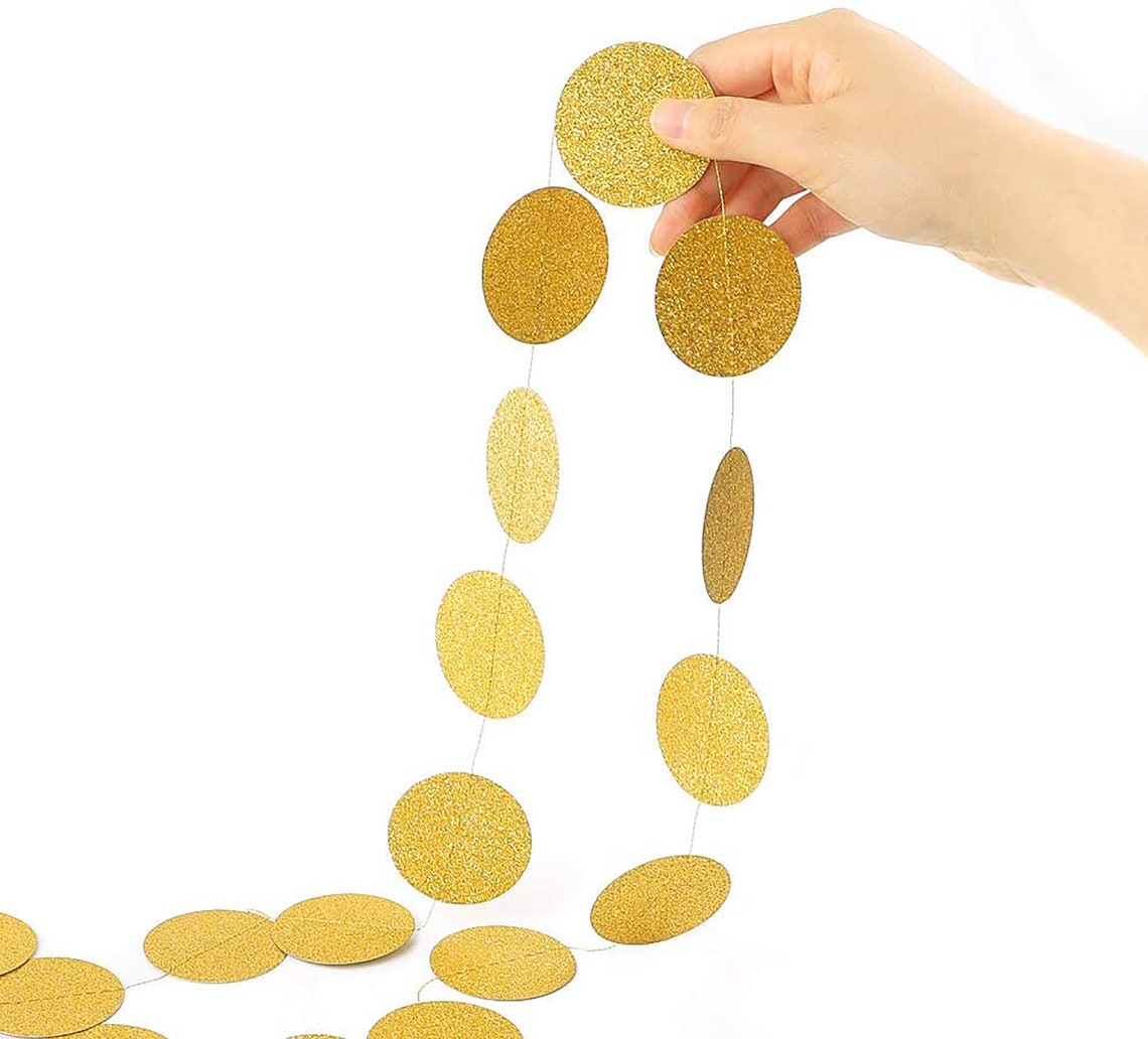 Gold Circle Dot Garland Streamer Gold Paper Circle Garland Etsy