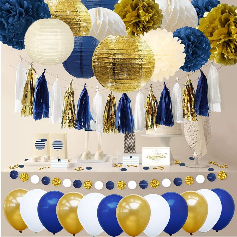 Navy Wedding Decorations 10 Ft Nautical Party Long Navy Blue Birthday Party Graduation Decoration Navy And Grey Graduation Garland Paper Party Supplies Party Decor