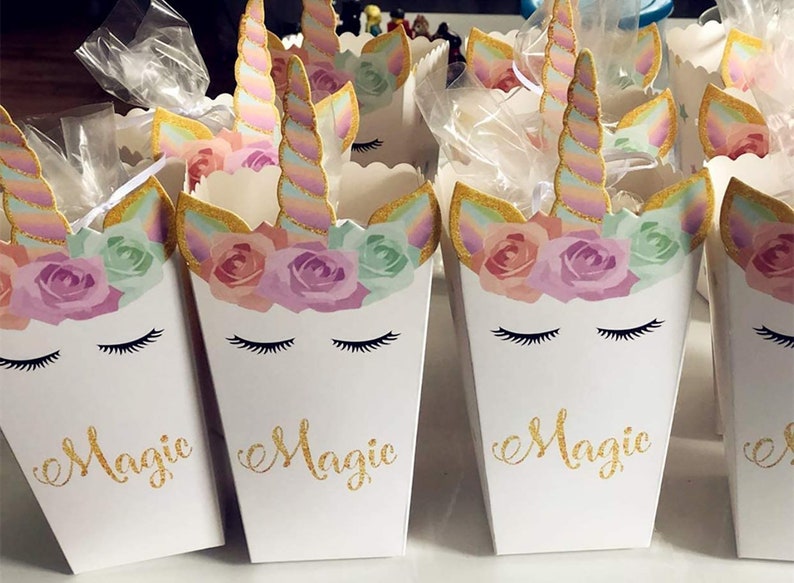 Magical Unicorn Party Favor Boxes Popcorn Treat Boxes Etsy