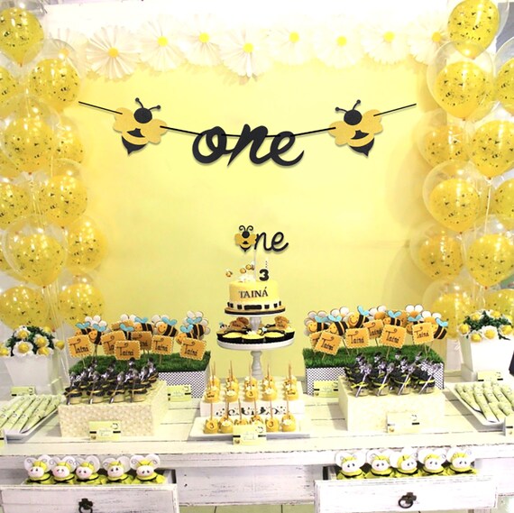 Bumble bee 1st birthday cheap decorations