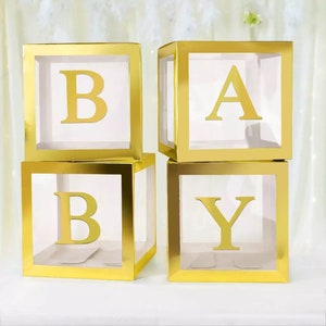 Keencopper Cajas de bebé doradas con letras para baby shower, decoraciones  de baby shower para niños