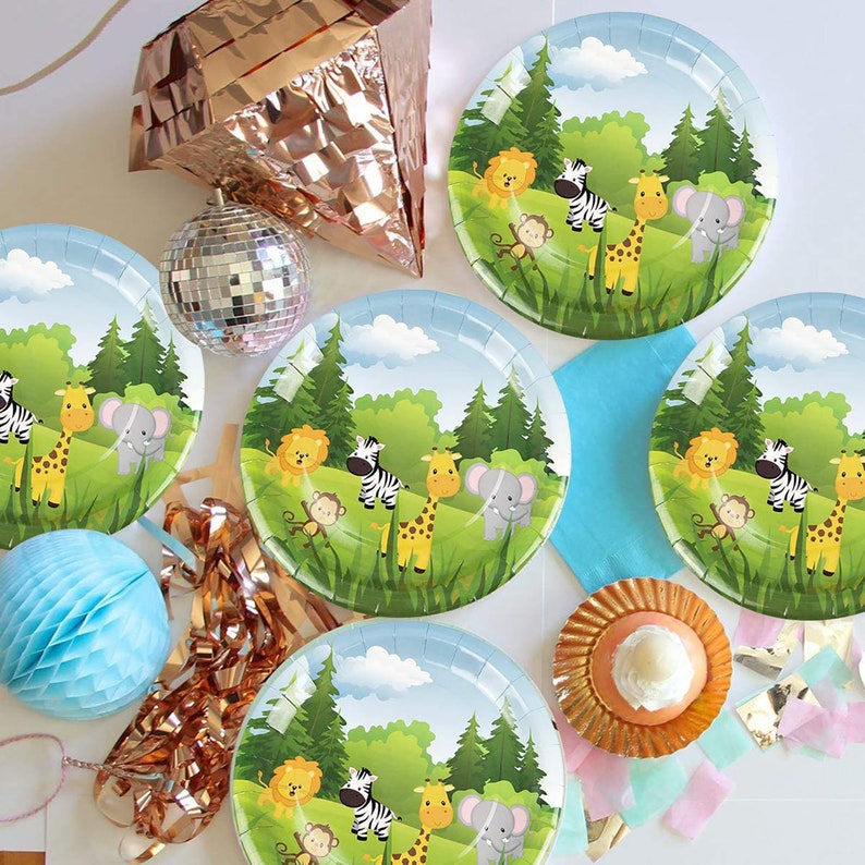 Jungle Animal Party Tableware Set Serves 8 Jungle Party Etsy