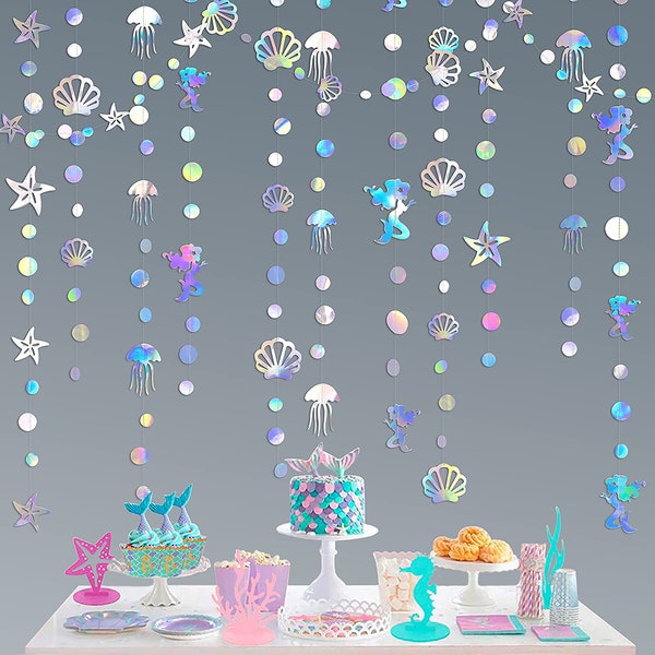 Iridescent Mermaid Party Garland, Under the Sea Decoration