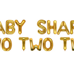 Baby Shark Two Two Two balloon Baby Shark banner, Two year old balloon, Second birthday party, Baby Shark Party Decoration GOLD SHARK TWO TWO