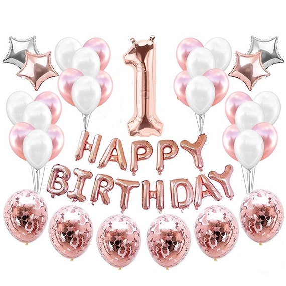 Decor One Year Old 1st Birthday Confetti Balloon Baby Shower Latex Balloons Set 