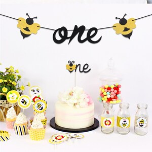 Bumble Bee 1st Birthday - One Banner, BEE Smash Cake, First Birthday, Bumble Bee One Cake Topper, Bee Themed Party, Bumble Bee One