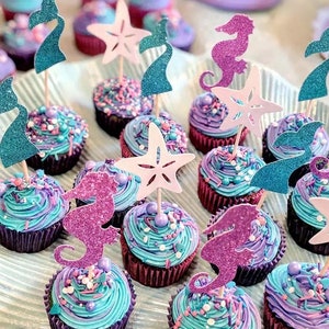 Mermaid Cake Toppers Fondant Mermaid Topper Under Sea Cake Etsy