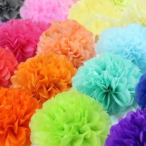 Tissue Paper Pom Poms - Colored Tissue Paper Pom Poms - Party Decoration for Weddings, Parties, & Graduation