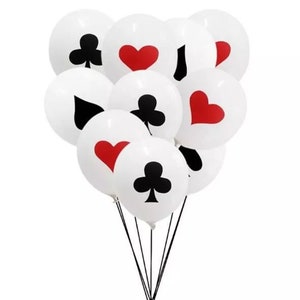 Casino Birthday Balloons, Las Vegas Party, Black Red Balloon, Poker events, Casino Theme Party Balloons Playing Cards Balloons