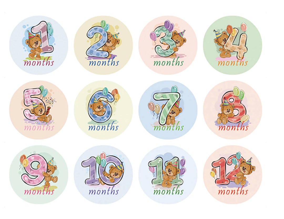 Baby Monthly Stickers 12 Months Sticker Baby Milestone, Baby Boy ...