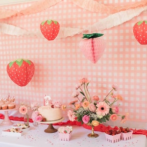 Strawberry Party Decoration, 3D strawberry lantern, Sweet One Party, Strawberry Birthday Party, Strawberry Cake smash, Strawberry Garland