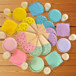 Summer Sweets Ice Cream Birthday Plates, Ice Cream Birthday Banner Garland, Ice Cream Party Decorations, Ice Cream Balloons