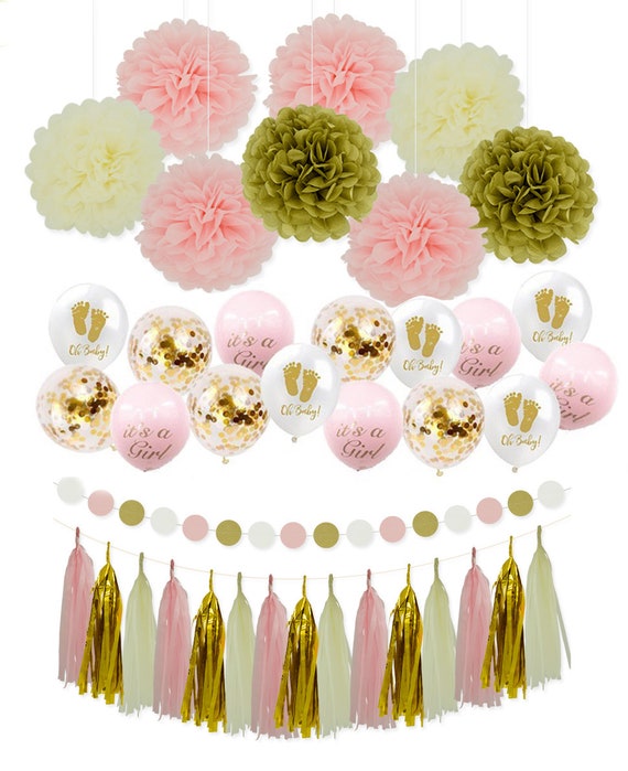 Girl Baby Shower Party Decoration Its A Gender Reveal Pink Balloons Tassels