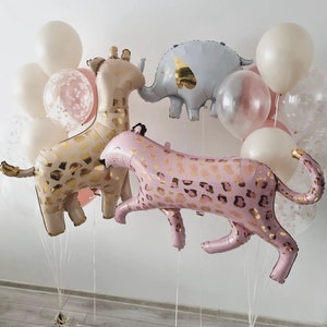 Baby Girl Shower Balloons, Safari Baby Shower, Animal Balloons, Safari Birthday Balloon, Giraffe Balloon, Elephant Balloon, Wild One Balloon