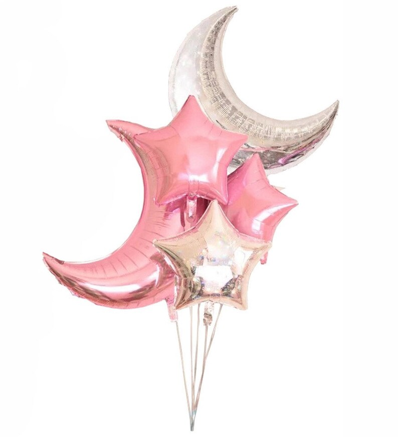 Girl S Baby Shower Balloons Girl Baby Shower Decoration Princess Balloons Girl Birthday Balloons Pink Party Balloons Moon Star Balloons