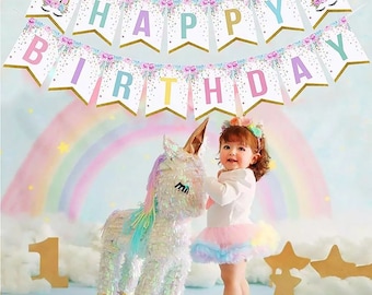 Unicorn Birthday Banner - Unicorn Party, Unicorn Party Decoration, Girls Birthday Party, Unicorn Themed, 1st Year Birthday