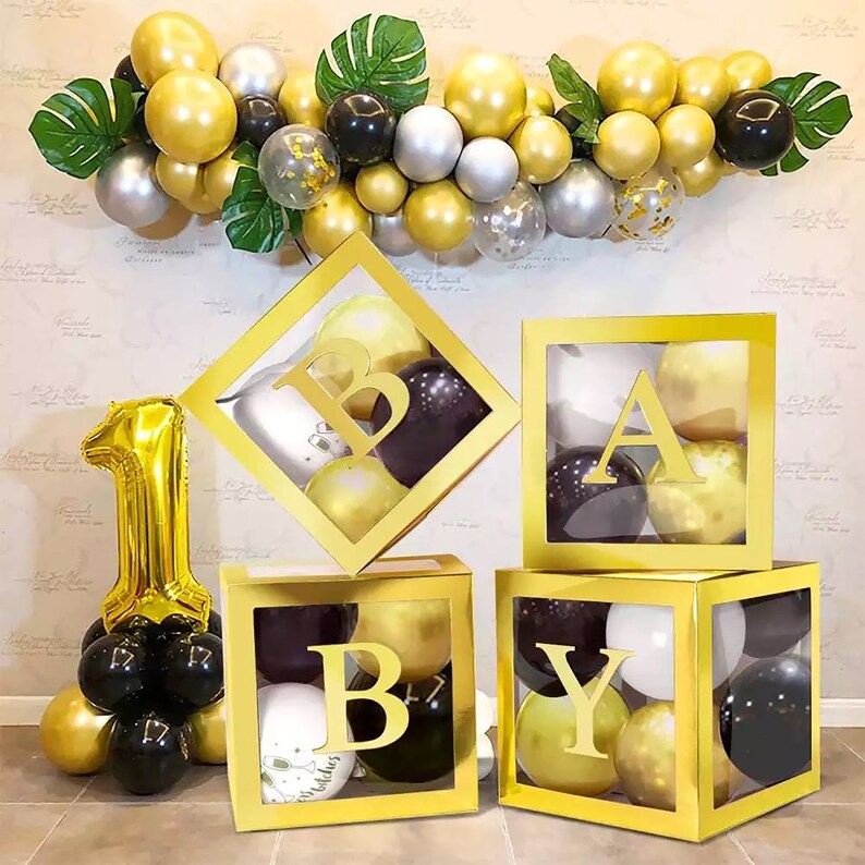 Gold Baby Box for Baby Shower Balloon Letter Box Set of 4 Etsy