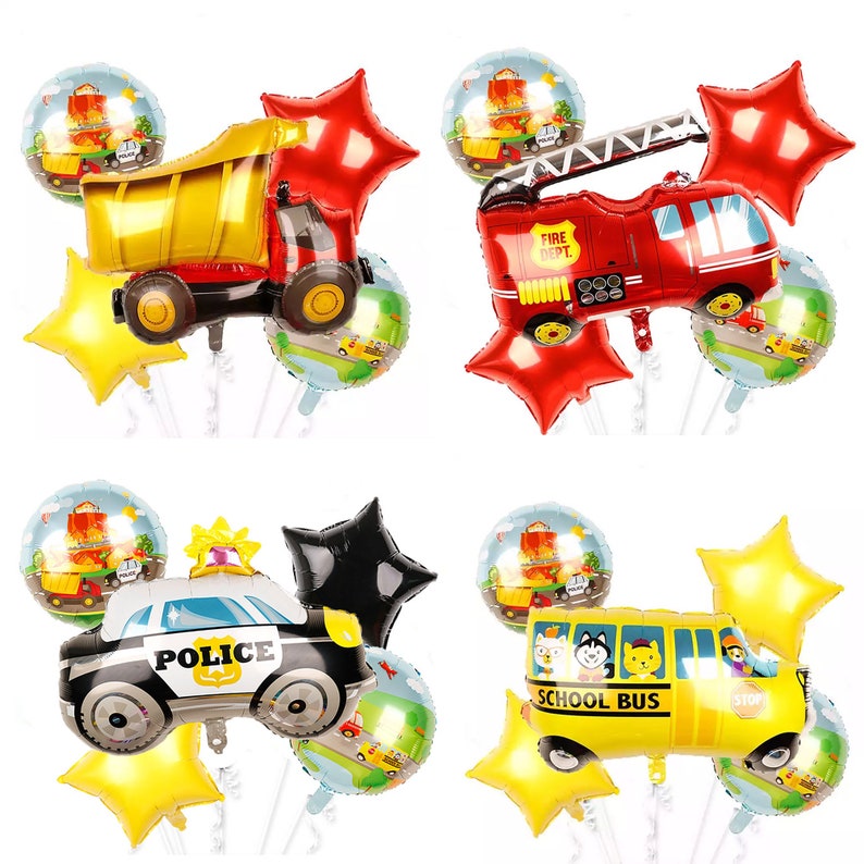 Transportation Balloons Fire Truck Balloons Truck Balloons Etsy
