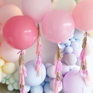 36 inch Pink Balloon with Tassel, Giant Balloon, Baby Shower Balloon, Birthday Balloon, Jumbo Balloon with Tassel, Wedding Balloons