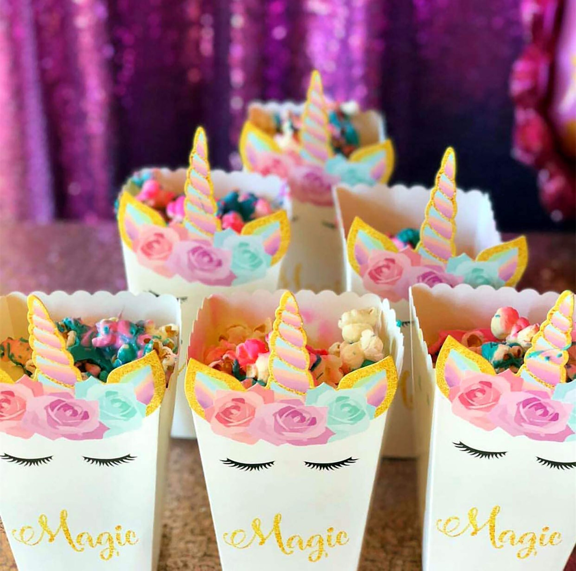 Magical Unicorn Party Favor Boxes Popcorn Treat Boxes Etsy