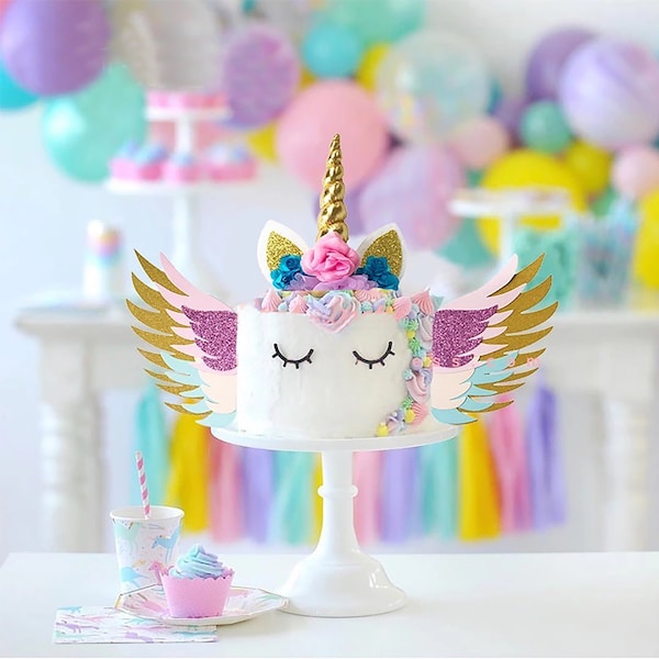 Unicorn Cake Topper - Unicorn Birthday Party Decoration, Unicorn Baby Shower, Unicorn 1st Birthday, Unicorn Back Drop, Unicorn Party Supply