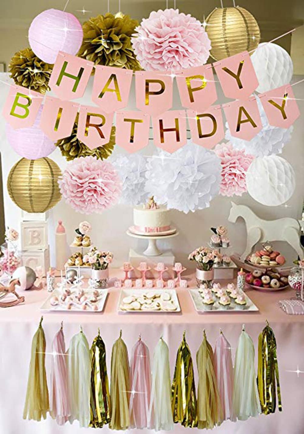 Girls Birthday Party Pink Gold Birthday Decorations - Etsy