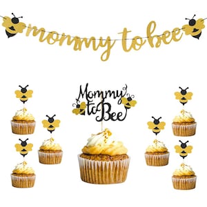Mommy to Be Party Decoration - Mommy to Bee Banner, Bumble Bee Baby Shower, Bee Themed Party, Bee Cake Topper,