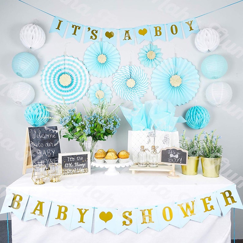 Blue and White Baby Shower Decorations for Boys Its A Boy Etsy