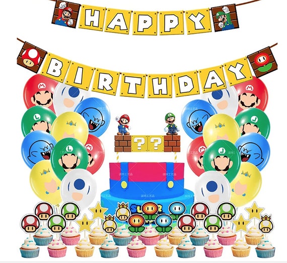 Décoration de Fête de Super Mario 6 Ans, Decoration Anniversaire