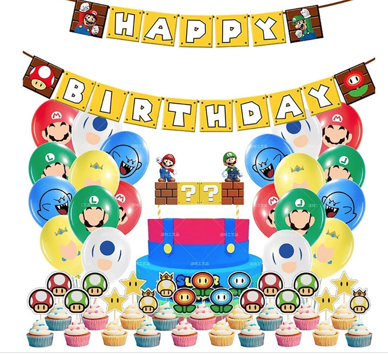 Super Mario Balloons, Mario Birthday Party Supplies, Mario and Luigi Theme Balloons, Super Mario Party Decorations Mario Party Bundle