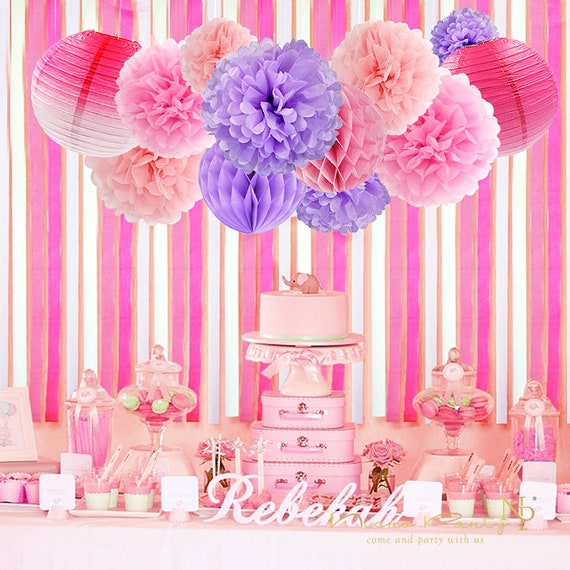 GIRLS BIRTHDAY Party Decoration-pink Lavender Princess Party Pink Purple  Baby Shower Hot Pink Birthday Party Pink Cake Smash Back Drop 
