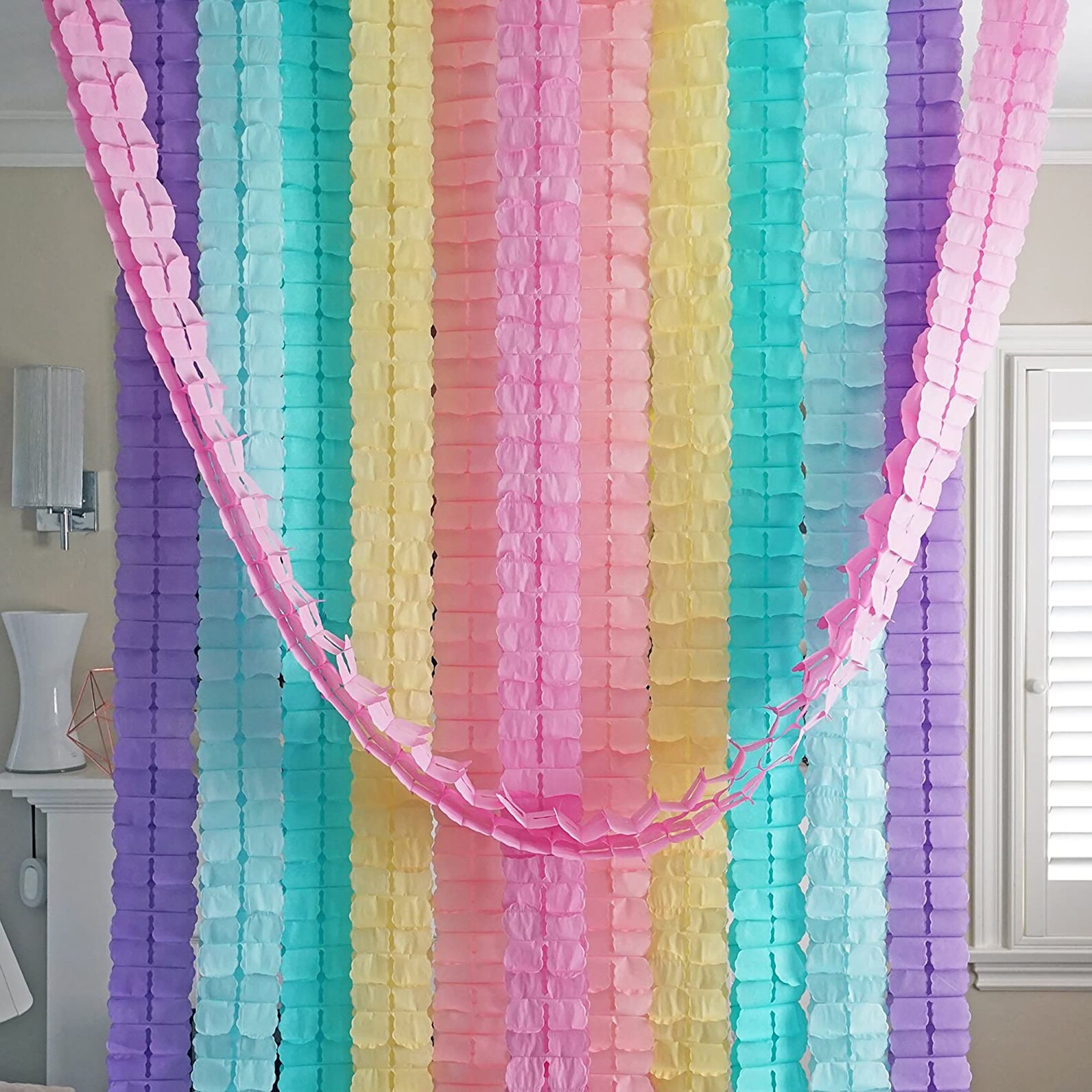 Rainbow Paper Garland Streamer Backdrop Hanging Streamers Etsy