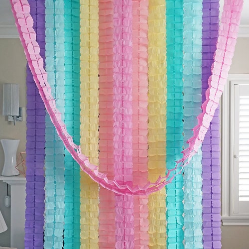 Rainbow Paper Garland Streamer Backdrop Hanging Streamers Etsy