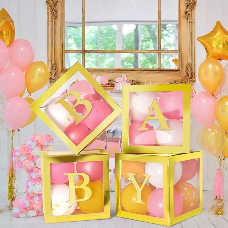 Gold Baby Box for Baby Shower Balloon Letter Box Set of 4 Etsy