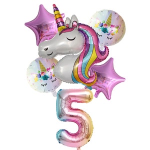 Unicorn Balloon Set – Birthday Party Decorations, Rainbow Number
