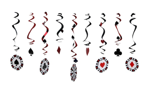 Casino Party Hanging Swirls – Las Vegas, Poker Decorations (Set of 9)