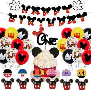 Mickey Mouse Party Decorations, Mickey Party Supplies, Mickey Party Favors, Mickey Birthday Banner, Mickey Mouse Balloon, Mickey Cake Topper