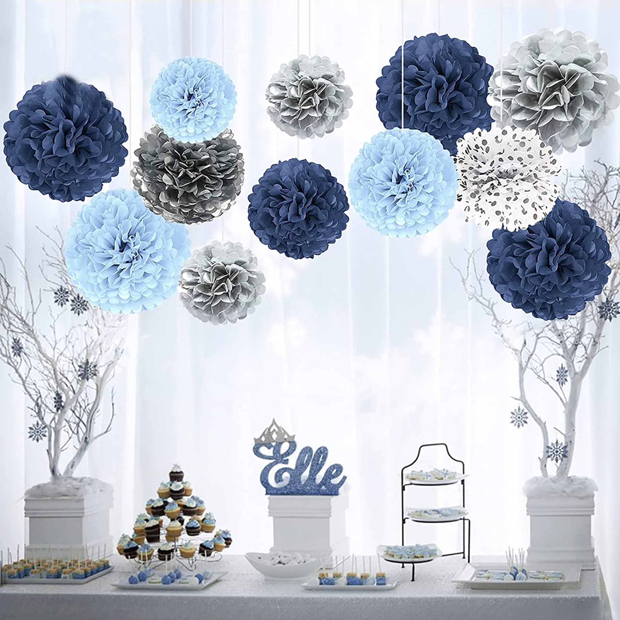 Navy Blue White Silver Party Decorations,23pcs Kit Graduation 2023