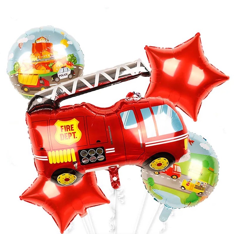 Transportation balloons fire truck balloons truck balloons  etsy Transportation balloons fire truck balloons truck balloons  etsy