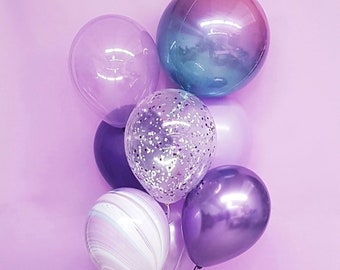 Purple Balloons - Purple Ombre Balloons, Purple Agate Balloon, Mermaid Balloons, Unicorn Balloons, Purple Birthday Balloons