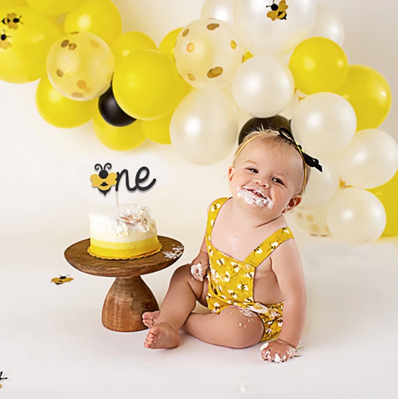 Bee 1st Birthday Banner One - Bee Themed Birthday Party Decoration