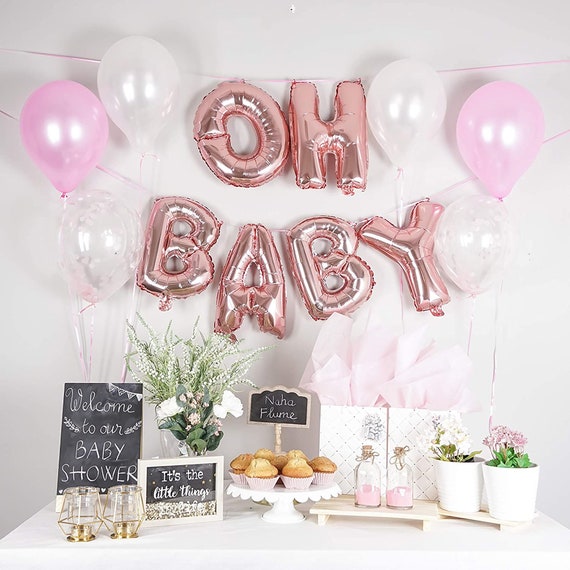 OH BABY Balloon Banner Baby Shower Balloon, Baby Shower Party, Rose gold  Baby Shower, Oh Baby Baby Shower, Girl's Baby Shower -  Österreich