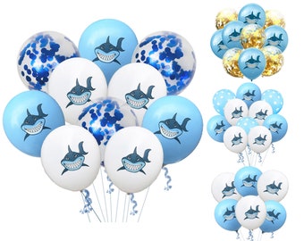 Big Blue Shark Balloons, Shark Foil Balloons, Shark Party Decoration, Boy's Animal theme Birthday Party Decoration