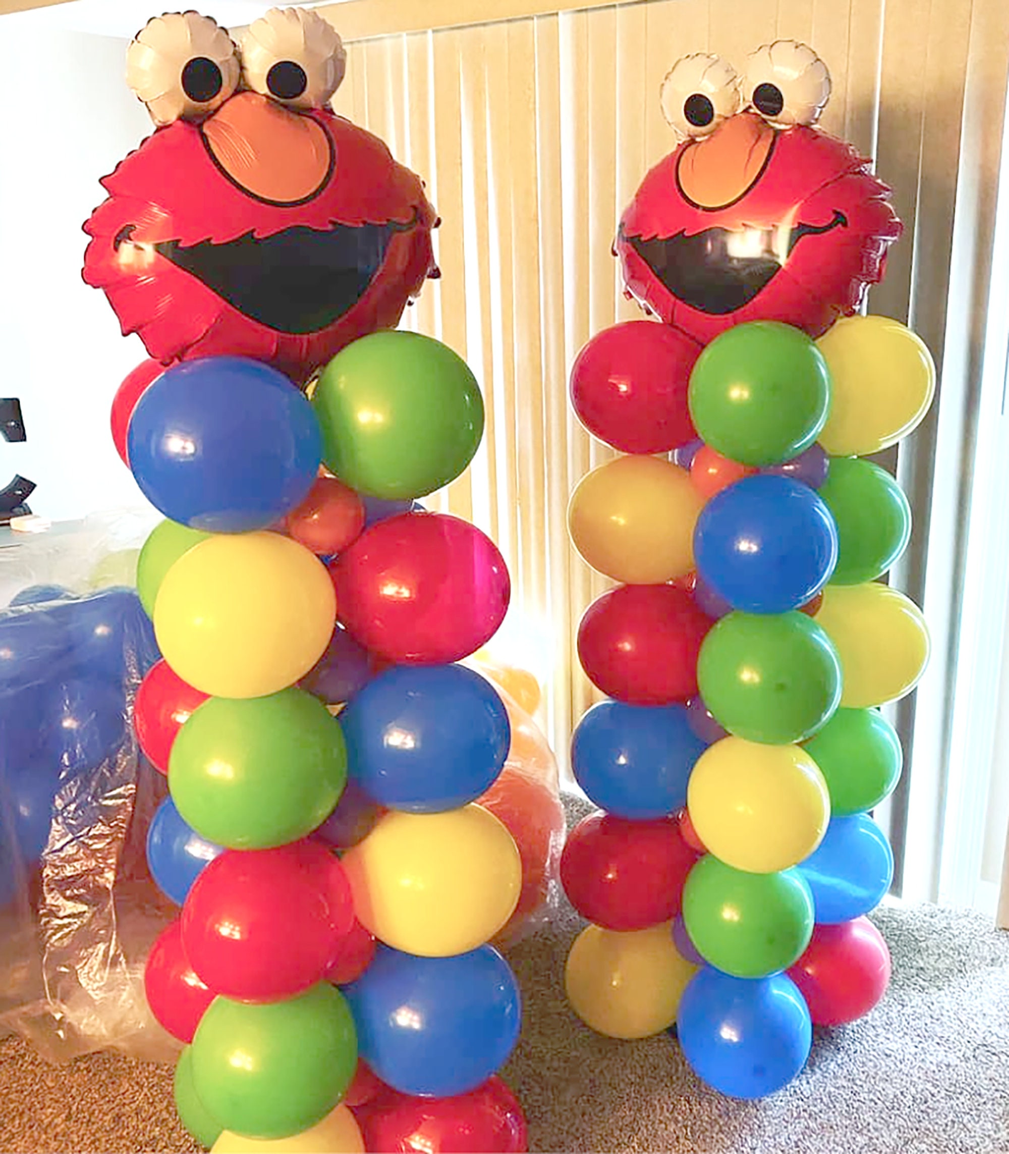 Elmo Balloon Tower Sesame Street Party Elmo Balloons Elmo Balloon Column Stand Elmo Party Decoration Elmo First Birthday