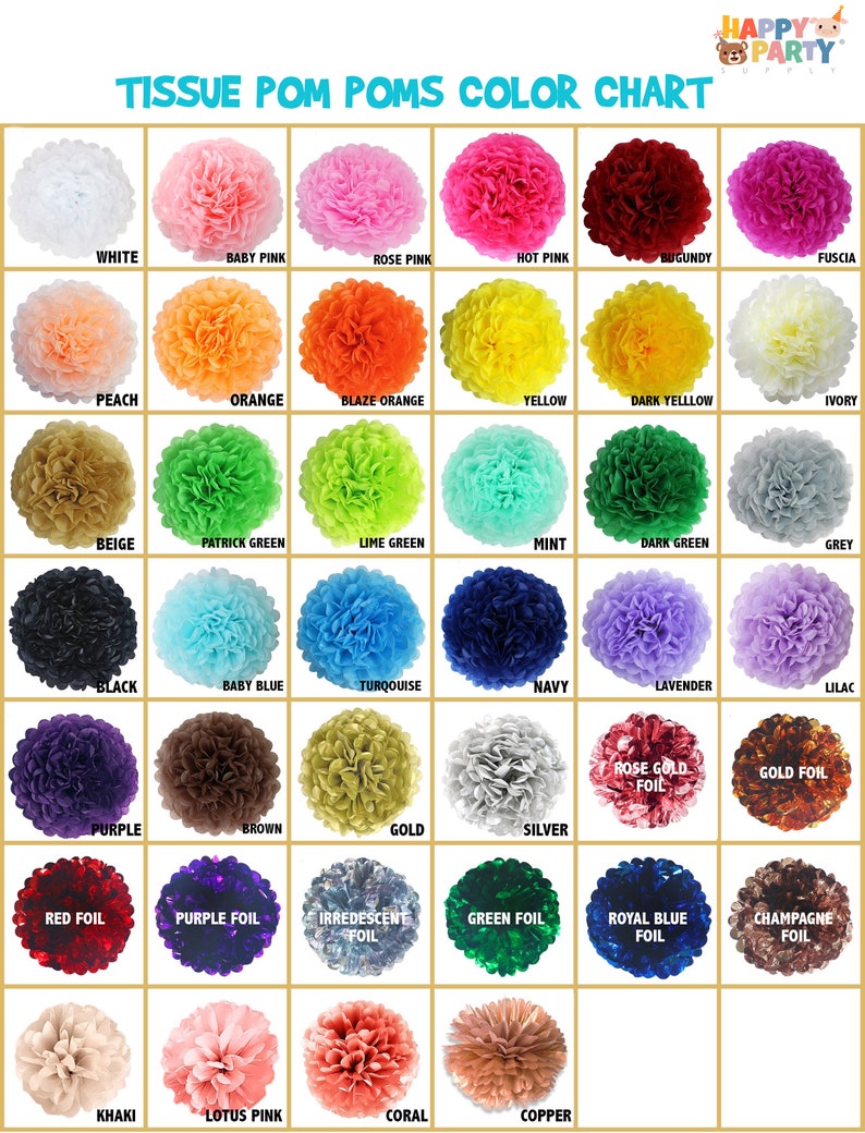 Tissue Paper Pom Poms Colored Tissue Paper Pom Poms Party Etsy
