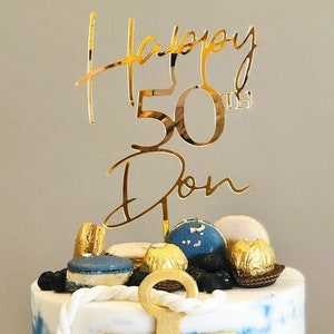 Personalised custom birthday Cake Topper  Name cake topper - age cake topper - Acrylic Gold Silver Wood - boy - girl  18th 21st 40th 50th