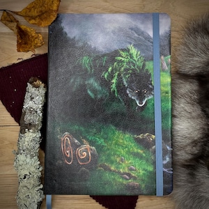Faux Leather Wolf Notebook | Notebook Sketchbook | Celtic Folklore Fantasy Art
